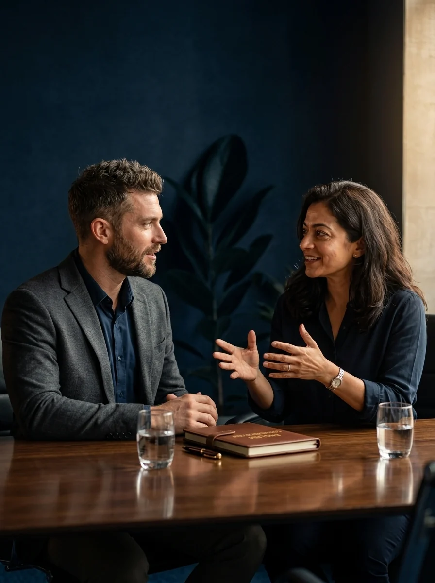 An adult professional receiving one-on-one English communication training